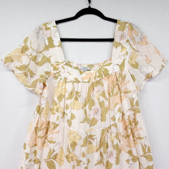 Rails Valentina Linen Mini Dress Size Medium Tiered Citrus Floral Print - Picture 8 of 12